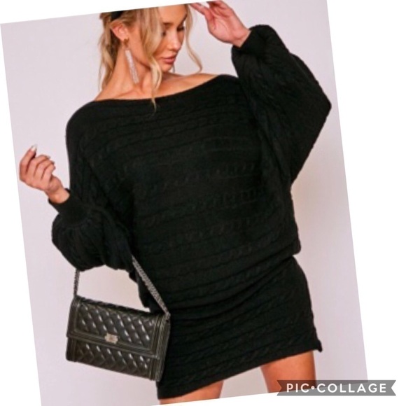 Black Long Sweater/Dress - Picture 2 of 5